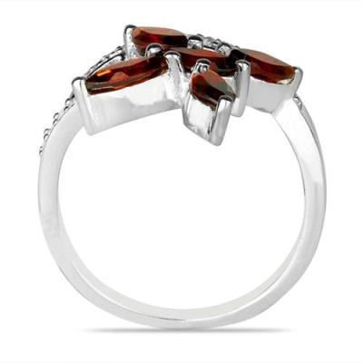 BUY 925 STERLING SILVER NATURAL GARNET GEMSTONE FLOWER  RING